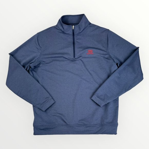 Peter Millar Golf Performance Stretch Mens 1/4 Zip Long Sleeve Mockneck Blue M - Picture 1 of 9